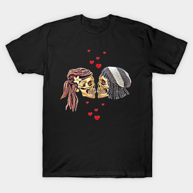 Lovers skeletons, lovers, cool skulls, bones, Human anatomy,romance skull, bones T-Shirt by Collagedream